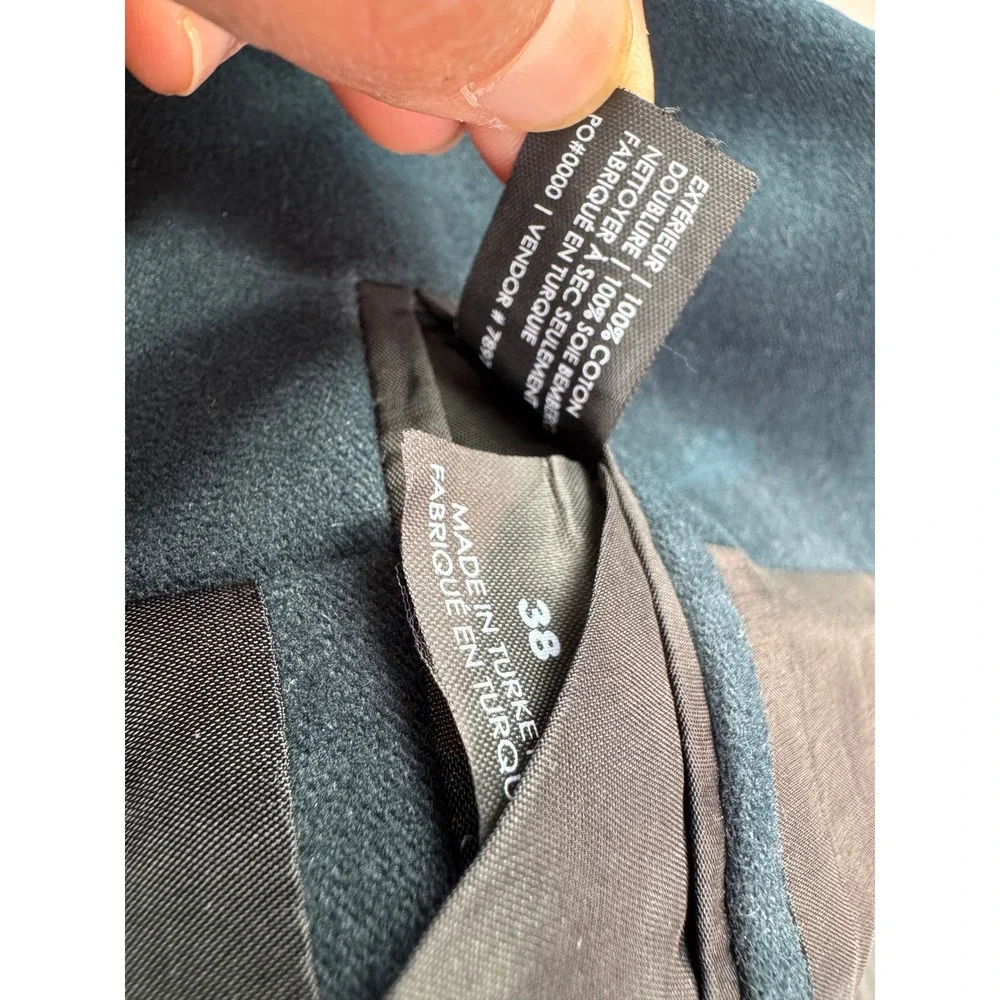 Club Monaco Grant Fit Mens 38 Cotton Blazer Sport Coat Dark Teal Blue Academia
